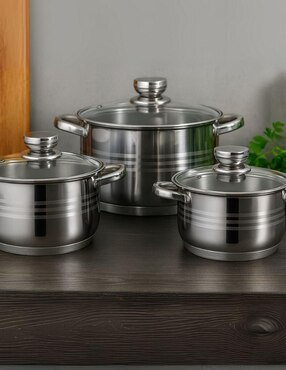 Batería de cocina Haus Roland de acero inoxidable antiadherente combinado 6 piezas