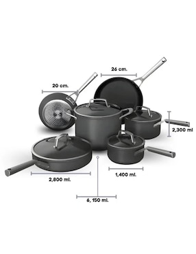Batería de cocina Ninja C39700CO de aluminio antiadherente sin PFOA 10 piezas