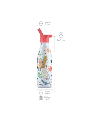 Botella de agua Cool Bottles de acero inoxidable Brave Vikings con tapa rosca 350 ml