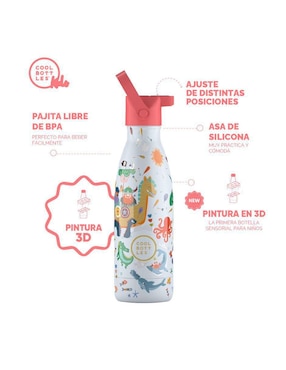 Botella de agua Cool Bottles de acero inoxidable Brave Vikings con tapa rosca 350 ml