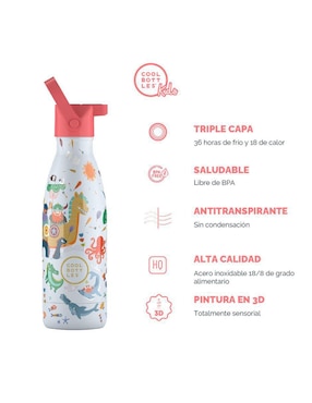 Botella de agua Cool Bottles de acero inoxidable Brave Vikings con tapa rosca 350 ml