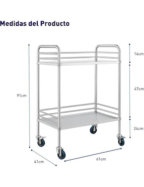 Carro de servicio áreas múltiples acero inoxidable
