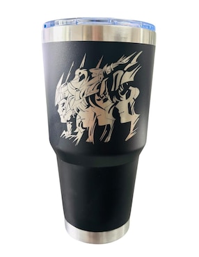Set termo Luxo Mx de acero inoxidable Los Caballeros del Zodiaco con tapa push pull 887 ml