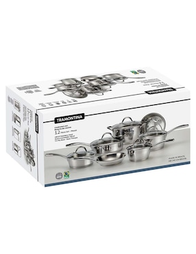 Batería de cocina Tramontina de acero inoxidable 12 piezas