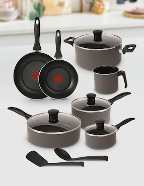 Batería de cocina T-Fal de aluminio antiadherente sin PFOA 13 piezas
