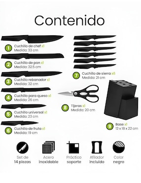 Set de cuchillos Xtellar 14 piezas
