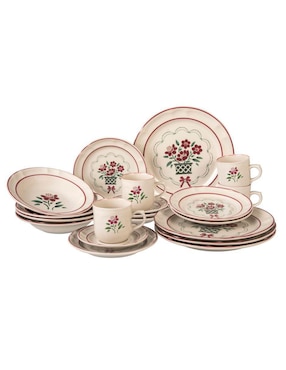 Vajilla cerrada Santa Anita Flor de Otoño Navidad de porcelana para 4 personas