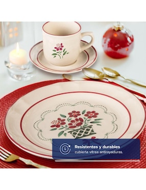 Vajilla cerrada Santa Anita flor de otoño navidad de porcelana para 4 personas