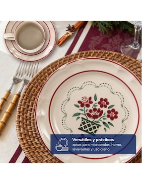 Vajilla cerrada Santa Anita flor de otoño navidad de porcelana para 4 personas