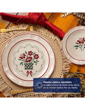 Vajilla cerrada Santa Anita flor de otoño navidad de porcelana para 4 personas