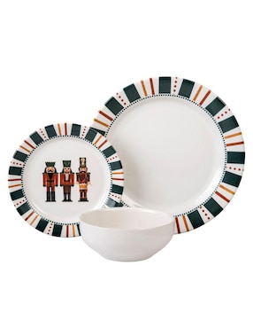 Vajilla cerrada Santa Anita Cascanueces Navidad de porcelana para 4 personas