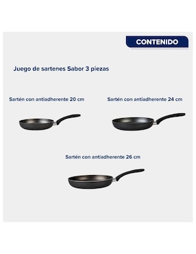 Set de sartenes Cinsa Sabor de aluminio 3 piezas