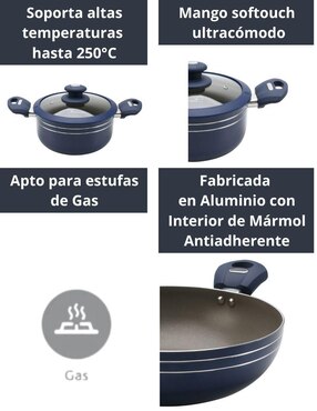 Batería de cocina HSM de aluminio antiadherente minerales naturales 16 piezas