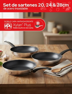 Set de sartenes Cookit de acero inoxidable 3 piezas