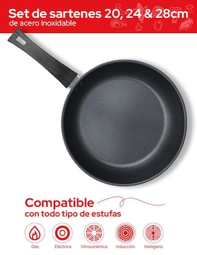 Set de sartenes Cookit de acero inoxidable 3 piezas