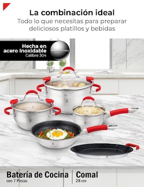 Batería de cocina Bogner de acero inoxidable antiadherente titanio 8 piezas