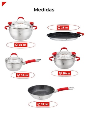 Batería de cocina Bogner de acero inoxidable antiadherente titanio 8 piezas