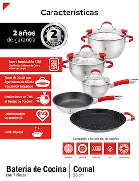 Batería de cocina Bogner de acero inoxidable antiadherente titanio 8 piezas
