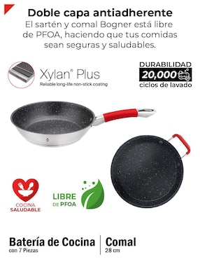 Batería de cocina Bogner de acero inoxidable antiadherente titanio 8 piezas
