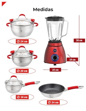 Batería de cocina Bogner de acero inoxidable antiadherente titanio 8 piezas