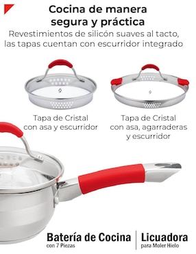 Batería de cocina Bogner de acero inoxidable antiadherente titanio 8 piezas