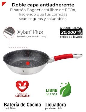 Batería de cocina Bogner de acero inoxidable antiadherente titanio 8 piezas