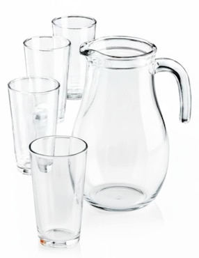 Set jarra con vasos para agua Libbey santa elenita de vidrio con 5 piezas