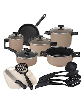 Batería de cocina Cinsa Duramax de acero vitrificado antiadherente sin PFOA 17 piezas