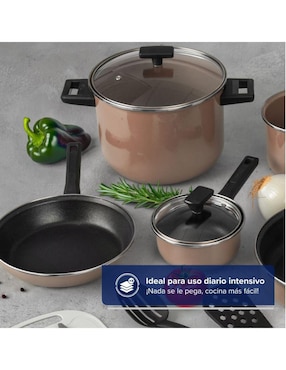 Batería de cocina Cinsa Duramax de acero vitrificado antiadherente sin PFOA 17 piezas