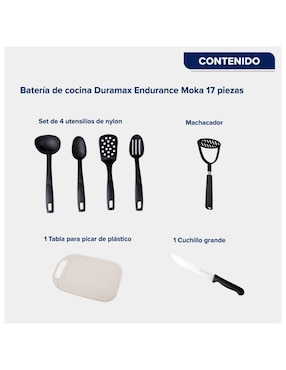 Batería de cocina Cinsa Duramax de acero vitrificado antiadherente sin PFOA 17 piezas
