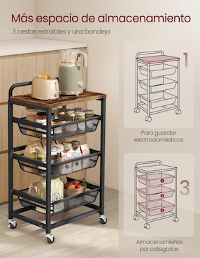 Carro de servicio cocina Songmics home derry MDF
