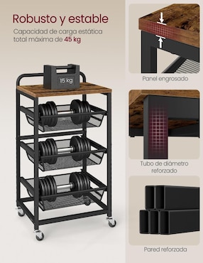 Carro de servicio cocina Songmics home derry MDF