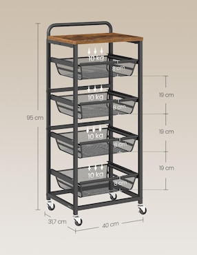 Carro de servicio cocina Songmics Home derry acero