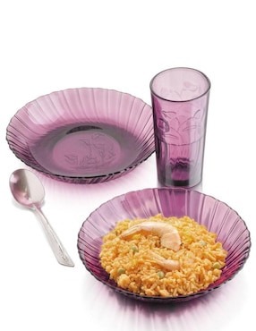 Vajilla cerrada Libbey crisa morado de vidrio para 4 personas