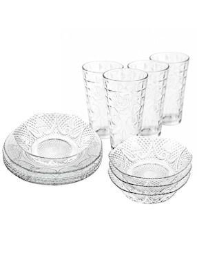 Vajilla cerrada Libbey diamante de vidrio para 3 personas