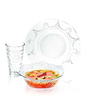 Vajilla cerrada Libbey diamante de vidrio para 3 personas