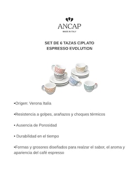 Set de tazas espresso Ancap Evolution 12 piezas