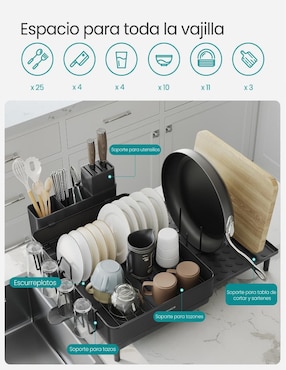 Escurridor de trastes Songmics Home Paxton de acero inoxidable