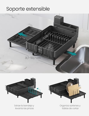 Escurridor de trastes Songmics Home Paxton de acero inoxidable