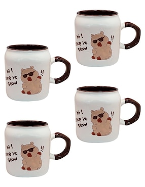 Set de tazas clásicas Chefmaker capibara 4 piezas