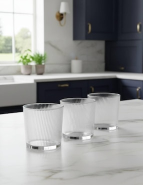 Set de vasos cortos Borgonovo Some lines de vidrio con 6 piezas