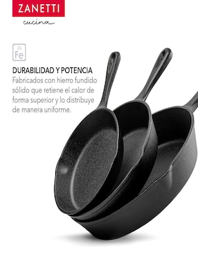 Set de sartenes Zanetti de hierro fundido 6 piezas