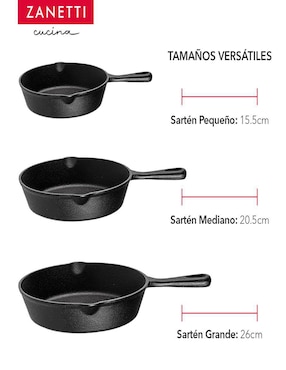 Set de sartenes Zanetti de hierro fundido 6 piezas