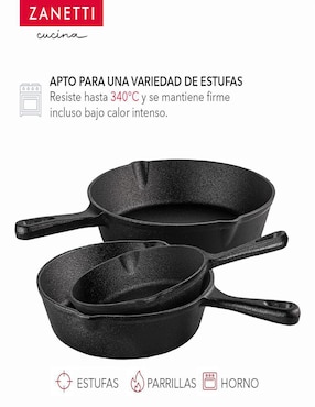 Set de sartenes Zanetti de hierro fundido 6 piezas