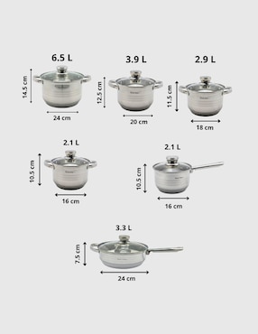 Batería de cocina Royal Haus de acero inoxidable 12 piezas