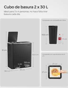 Bote de basura Songmics Home Pary de acero inoxidable