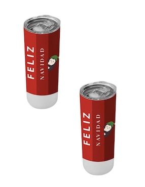 Set termo Tink de acero inoxidable Navidad con tapa a presión 520 ml