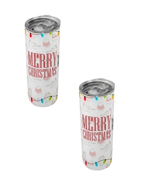 Set termo Tink de acero inoxidable Navidad con tapa a presión 520 ml