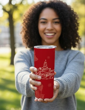 Termo Tink de acero inoxidable Navidad con tapa a presión 520 ml