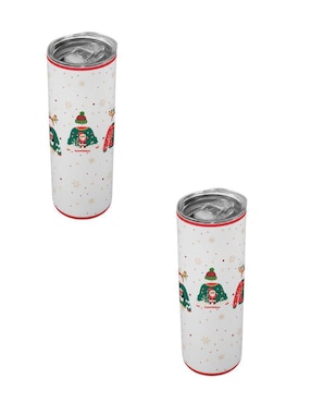 Set termo Tink de acero inoxidable Navidad con tapa a presión 520 ml